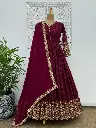GOLDEN WORK HEAVY FAUX GEORGETTE GOWN 