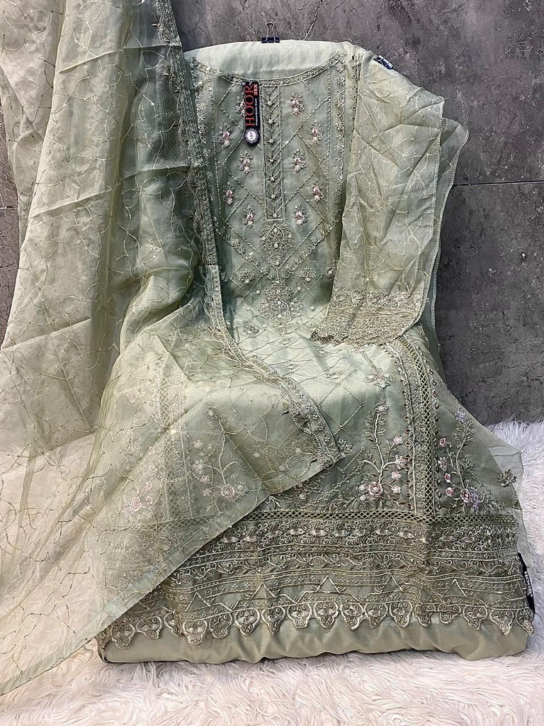 Heavy organza embroidery suit