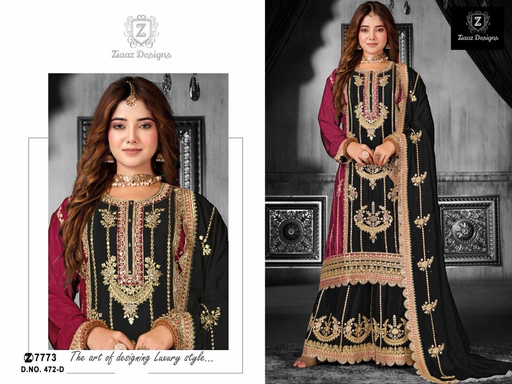 Work kameez and inner santoon plazzo set