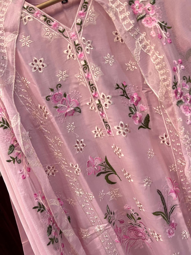 Semi stiched Lawn embroidery chikankari work