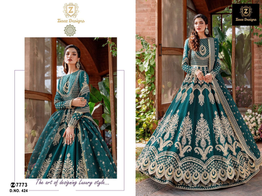 Georgette very heavy embroidered beautiful peacock shade