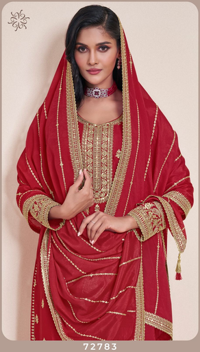 Kuleesh sangeet heavy embroidery chinon