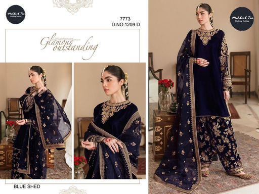 Mehboob tex velvet with embroidery 