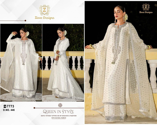 Ziaaz designs milky white semi stiched 