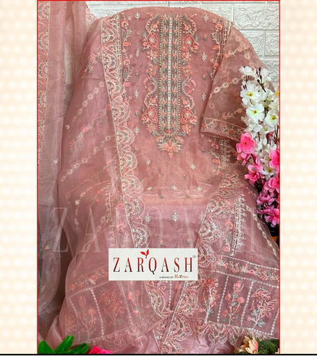 Zarqash organza embroidery with stone