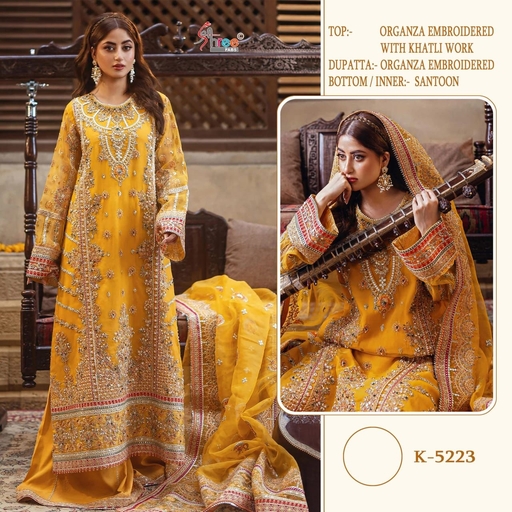 Beautiful organza embroidery with khatli work