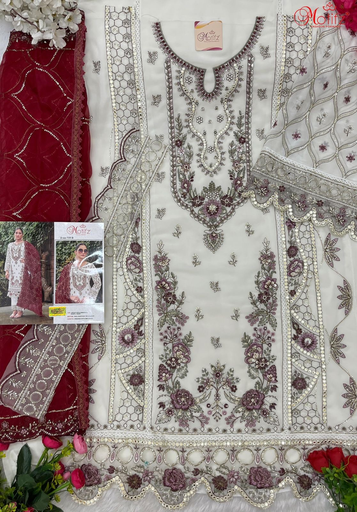 Geogette with embroidery khatli work