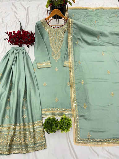 Pure Chinnon With Heavy Embroidery Sequence